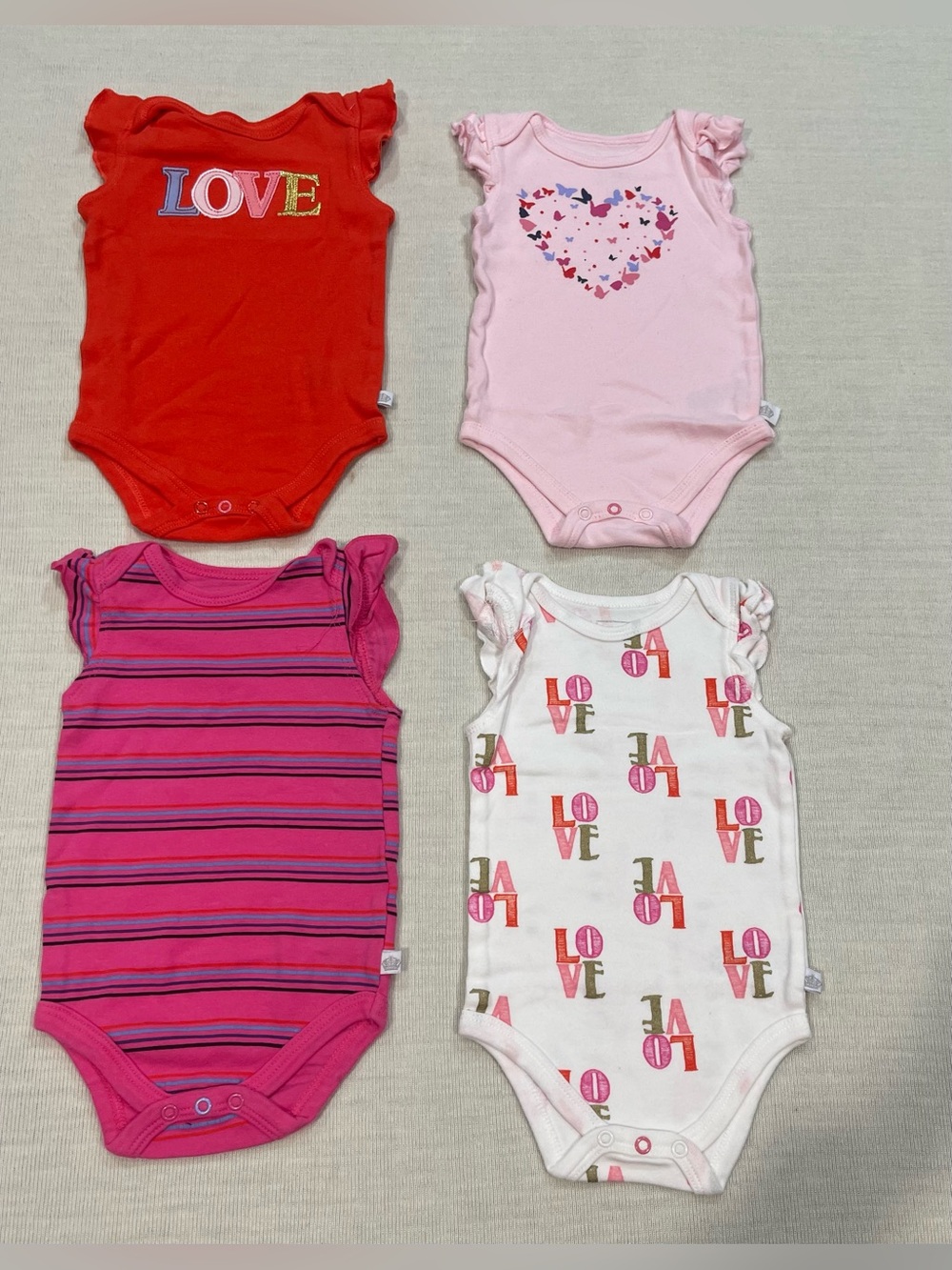 Rosie Pope Baby Girl Flutter Sleeve Bodysuit Set (4 Pack) - Size 6-9M NWOT